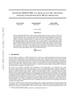 SLEEPING-DISCO 9M: A large-scale pre-training dataset for generative music modeling