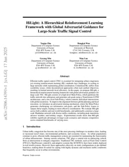 HiLight: A Hierarchical Reinforcement Learning Framework with Global Adversarial Guidance for Large-Scale Traffic Signal Control