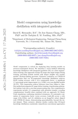 Model compression using knowledge distillation with integrated gradients
