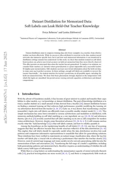 Dataset distillation for memorized data: Soft labels can leak held-out teacher knowledge
