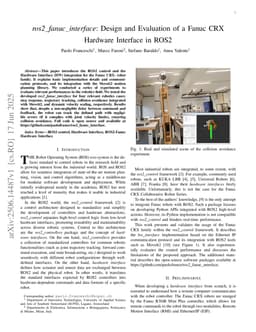 ros2 fanuc interface: Design and Evaluation of a Fanuc CRX Hardware Interface in ROS2