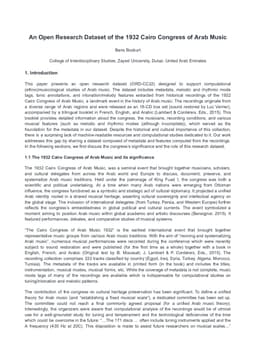 An Open Research Dataset of the 1932 Cairo Congress of Arab Music