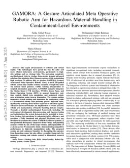 GAMORA: A Gesture Articulated Meta Operative Robotic Arm for Hazardous Material Handling in Containment-Level Environments