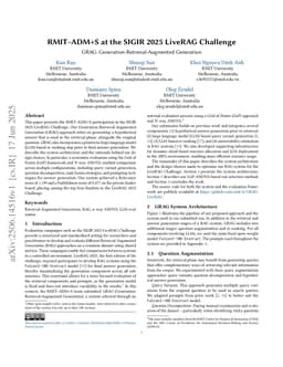 RMIT-ADM+S at the SIGIR 2025 LiveRAG Challenge