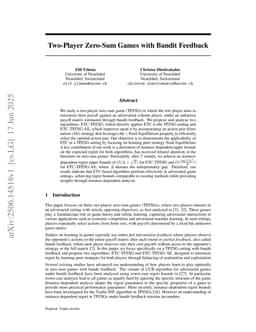 Two-Player Zero-Sum Games with Bandit Feedback