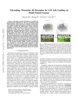 VisLanding: Monocular 3D Perception for UAV Safe Landing via Depth-Normal Synergy