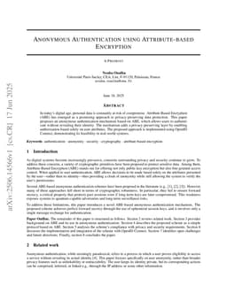 Anonymous Authentication using Attribute-based Encryption