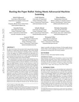 Busting the Paper Ballot: Voting Meets Adversarial Machine Learning