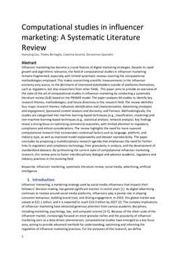 Computational Studies in Influencer Marketing: A Systematic Literature Review