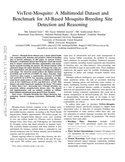 VisText-Mosquito: A Multimodal Dataset and Benchmark for AI-Based Mosquito Breeding Site Detection and Reasoning