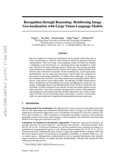 Recognition through Reasoning: Reinforcing Image Geo-localization with Large Vision-Language Models