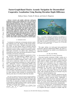 Factor-Graph-Based Passive Acoustic Navigation for Decentralized Cooperative Localization Using Bearing Elevation Depth Difference