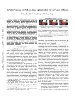 Iterative Camera-LiDAR Extrinsic Optimization via Surrogate Diffusion