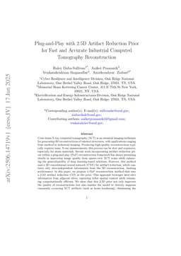 Plug-and-Play with 2.5D Artifact Reduction Prior for Fast and Accurate Industrial Computed Tomography Reconstruction
