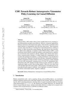CDP: Towards Robust Autoregressive Visuomotor Policy Learning via Causal Diffusion
