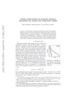 Faster Computation of Entropic Optimal Transport via Stable Low Frequency Modes