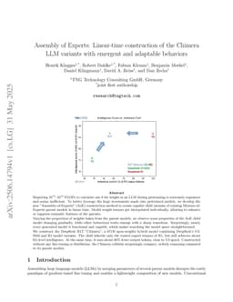 Assembly of Experts: Linear-time construction of the Chimera LLM variants with emergent and adaptable behaviors