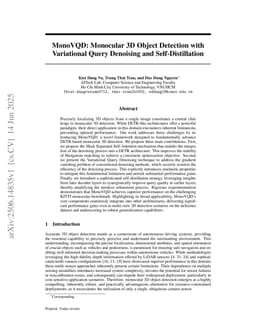MonoVQD: Monocular 3D Object Detection with Variational Query Denoising and Self-Distillation