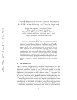 Towards Perception-based Collision Avoidance for UAVs when Guiding the Visually Impaired