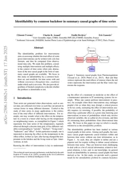 Identifiability by common backdoor in summary causal graphs of time series