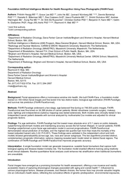 Foundation Artificial Intelligence Models for Health Recognition Using Face Photographs (FAHR-Face)