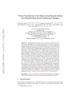 Vision Transformers for End-to-End Quark-Gluon Jet Classification from Calorimeter Images