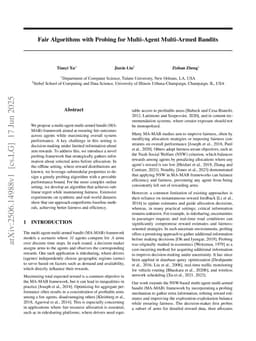 Fair Algorithms with Probing for Multi-Agent Multi-Armed Bandits