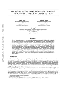 Hypothesis Testing for Quantifying LLM-Human Misalignment in Multiple Choice Settings