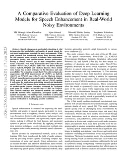 A Comparative Evaluation of Deep Learning Models for Speech Enhancement in Real-World Noisy Environments