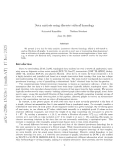 Data analysis using discrete cubical homology