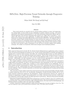HiPreNets: High-Precision Neural Networks through Progressive Training