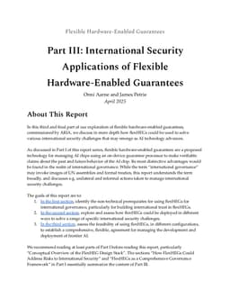 International Security Applications of Flexible Hardware-Enabled Guarantees