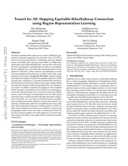 Transit for All: Mapping Equitable Bike2Subway Connection using Region Representation Learning