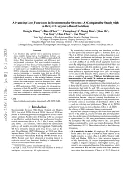 Advancing Loss Functions in Recommender Systems: A Comparative Study with a Rényi Divergence-Based Solution