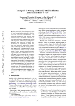 Emergence of Primacy and Recency Effect in Mamba: A Mechanistic Point of View
