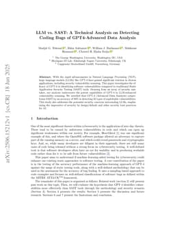 LLM vs. SAST: A Technical Analysis on Detecting Coding Bugs of GPT4-Advanced Data Analysis