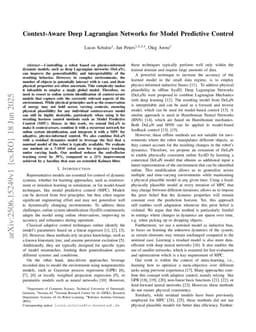 Context-Aware Deep Lagrangian Networks for Model Predictive Control