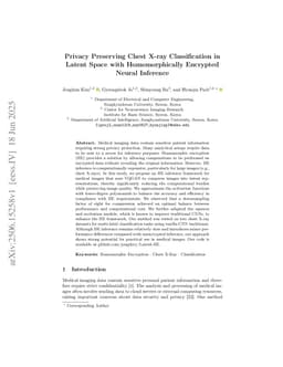 Privacy-Preserving Chest X-ray Classification in Latent Space with Homomorphically Encrypted Neural Inference