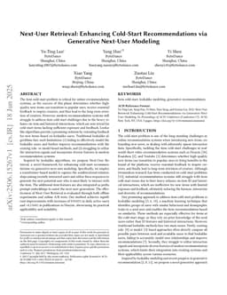 Next-User Retrieval: Enhancing Cold-Start Recommendations via Generative Next-User Modeling