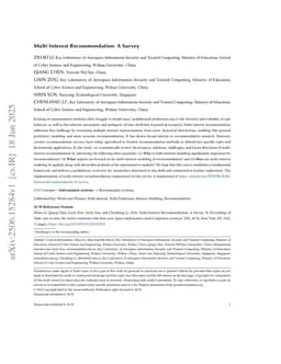 Multi-Interest Recommendation: A Survey
