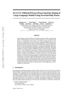 SecFwT: Efficient Privacy-Preserving Fine-Tuning of Large Language Models Using Forward-Only Passes