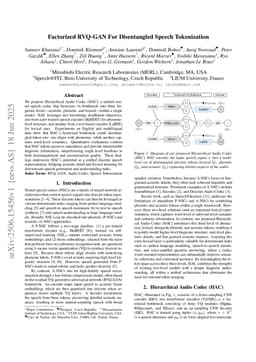 Factorized RVQ-GAN For Disentangled Speech Tokenization
