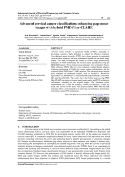 Advanced cervical cancer classification: enhancing pap smear images with hybrid PMD Filter-CLAHE
