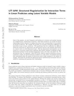 LIT-LVM: Structured Regularization for Interaction Terms in Linear Predictors using Latent Variable Models