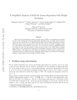 A Simplified Analysis of SGD for Linear Regression with Weight Averaging