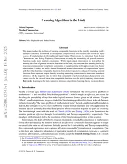 Learning Algorithms in the Limit