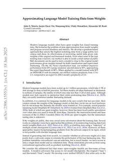 Approximating Language Model Training Data from Weights