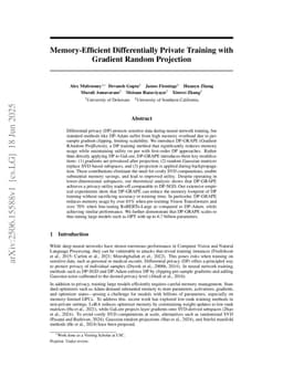 Memory-Efficient Differentially Private Training with Gradient Random Projection