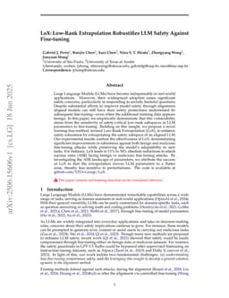 LoX: Low-Rank Extrapolation Robustifies LLM Safety Against Fine-tuning