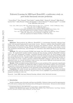 Federated Learning for MRI-based BrainAGE: a multicenter study on post-stroke functional outcome prediction